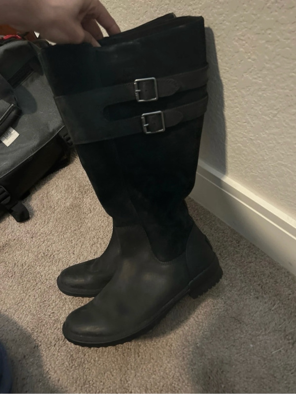 UGG Women's Black Over-the-Knee Buckle Boots